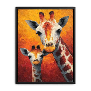 Two giraffe portrait canvas art for warm nursery and kids room decor.
