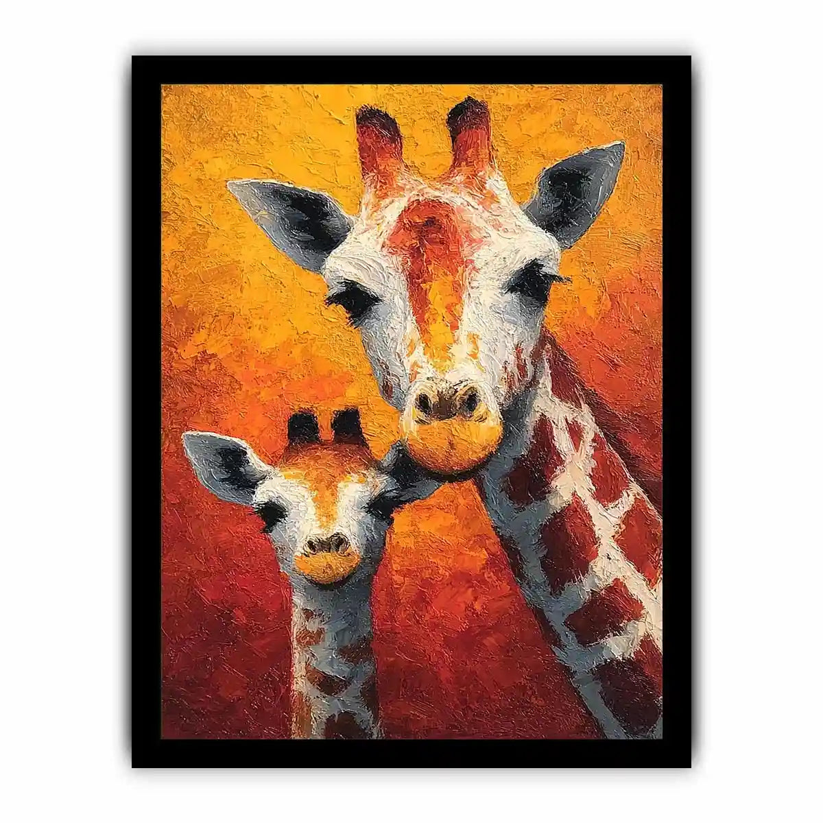 Two giraffe portrait canvas art for warm nursery and kids room decor.