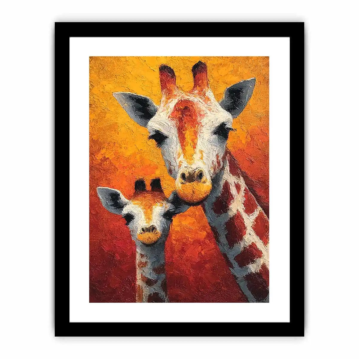 Two giraffe portrait canvas art for warm nursery and kids room decor.