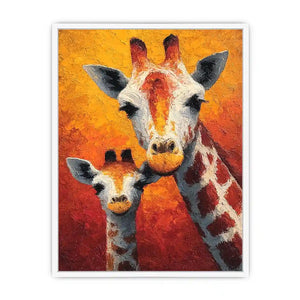 Two giraffe portrait canvas art for warm nursery and kids room decor.