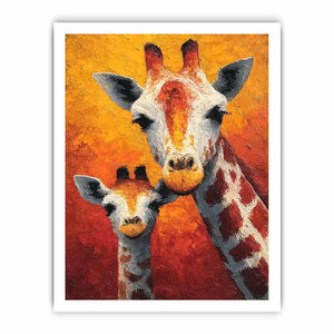 Two giraffe portrait canvas art for warm nursery and kids room decor.
