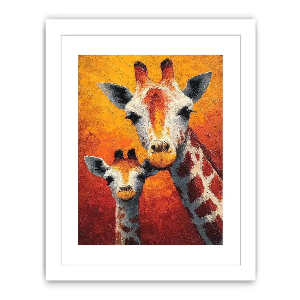 Two giraffe portrait canvas art for warm nursery and kids room decor.