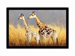 Soft giraffe savanna canvas art for neutral nursery and living room decor.