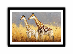 Soft giraffe savanna canvas art for neutral nursery and living room decor.