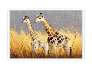Soft giraffe savanna canvas art for neutral nursery and living room decor.