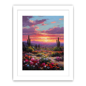 Vertical desert cactus sunset canvas art for colourful bedroom decor.