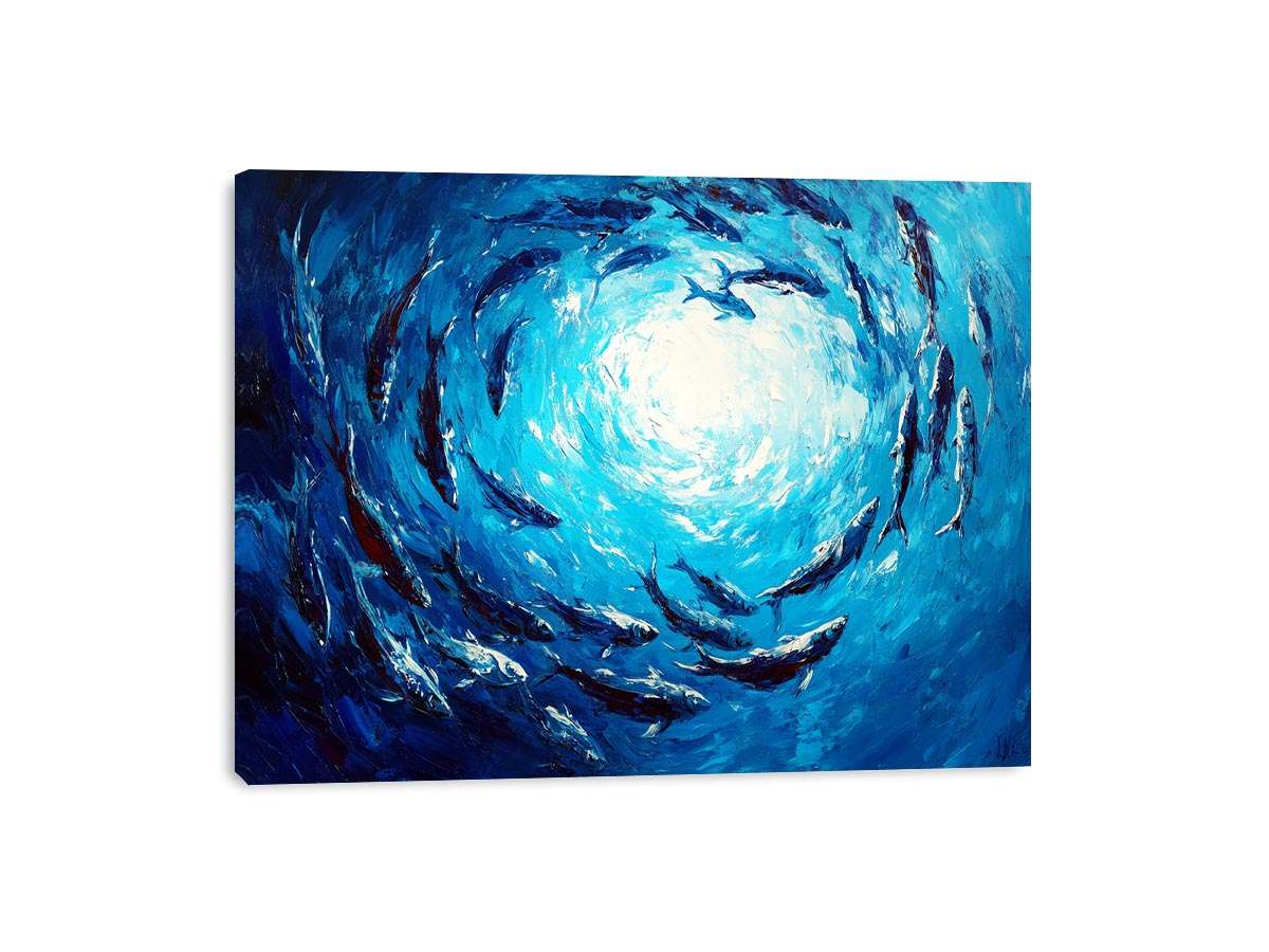 Blue Swim Canvas Painting 