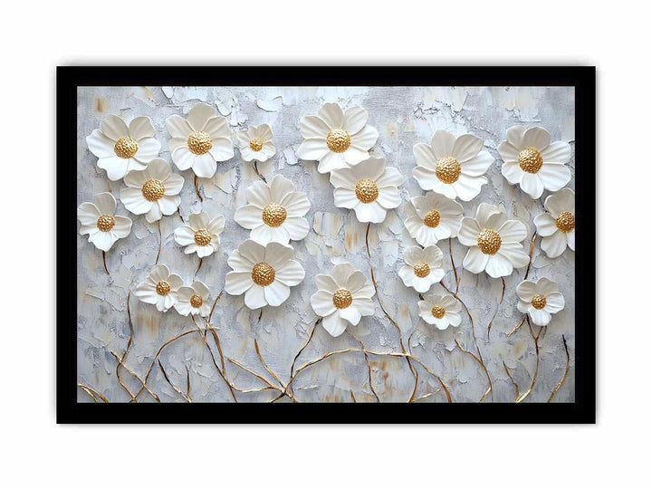 White Flowers Canvas Painting 