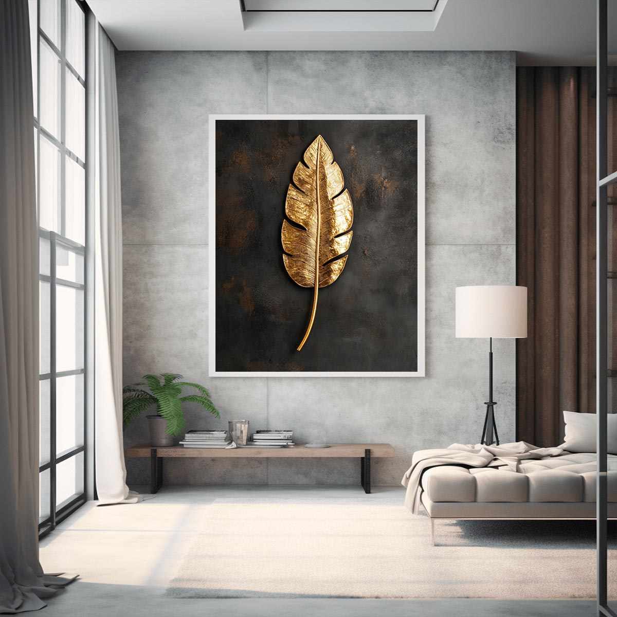 Gold Feather Canvas Painting 