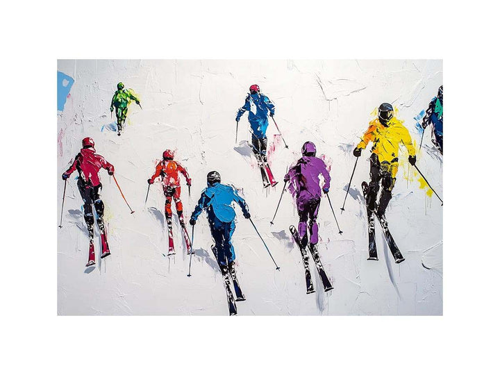 Skiers Oil Painting 