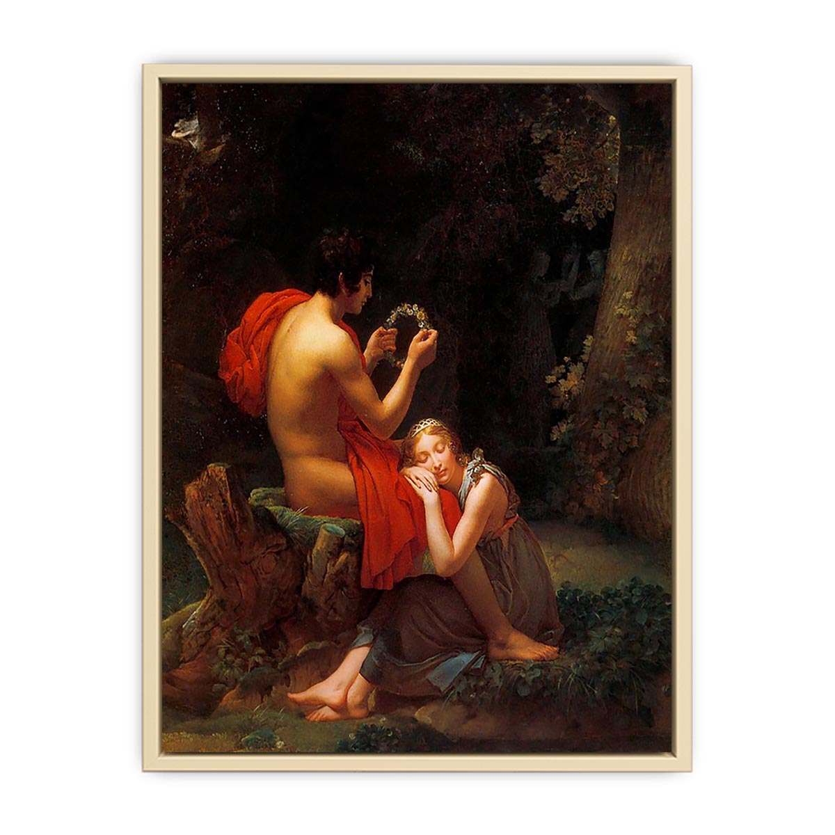 Garland sleeping beauty in forest   Art Print