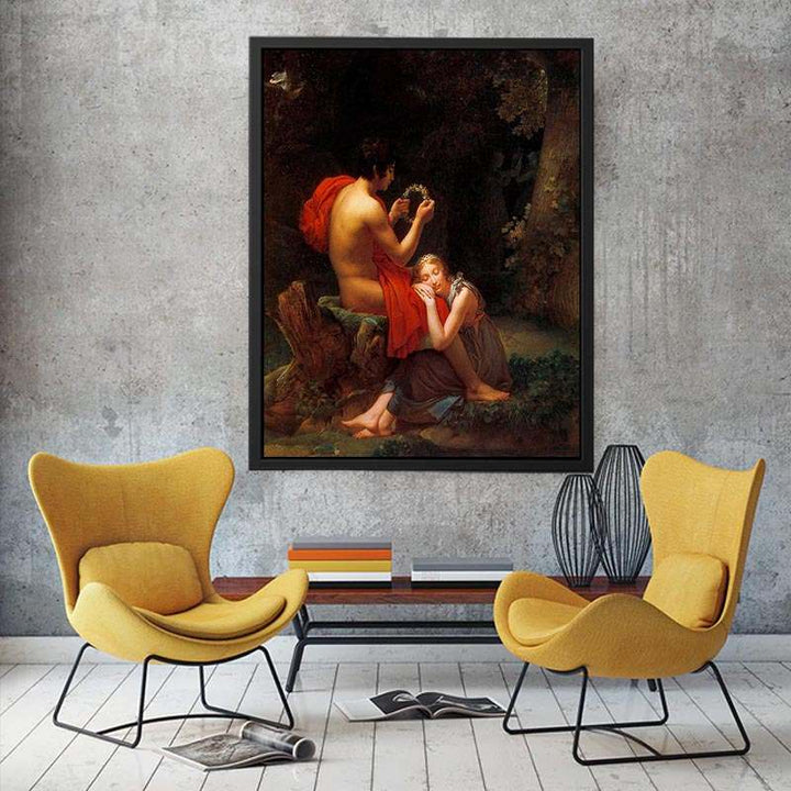 Garland sleeping beauty in forest  Painting