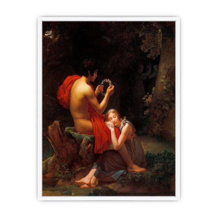Garland sleeping beauty in forest  Framed Print