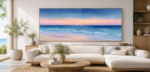 Dreamy starry ocean canvas art for peaceful coastal bedroom decor.
