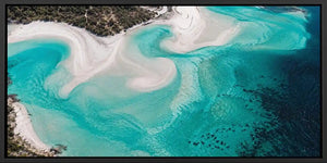 Crystal turquoise lagoon canvas art for calm coastal bathroom decor.