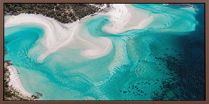 Crystal turquoise lagoon canvas art for calm coastal bathroom decor.
