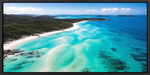 Island turquoise bay canvas art for luxury coastal living room decor.