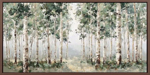 Birch forest landscape panoramic canvas art for modern living room decor