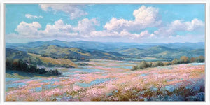 Wildflower valley landscape panoramic canvas art for modern living room decor