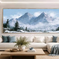 Snow mountain landscape panoramic canvas art for modern living room decor
