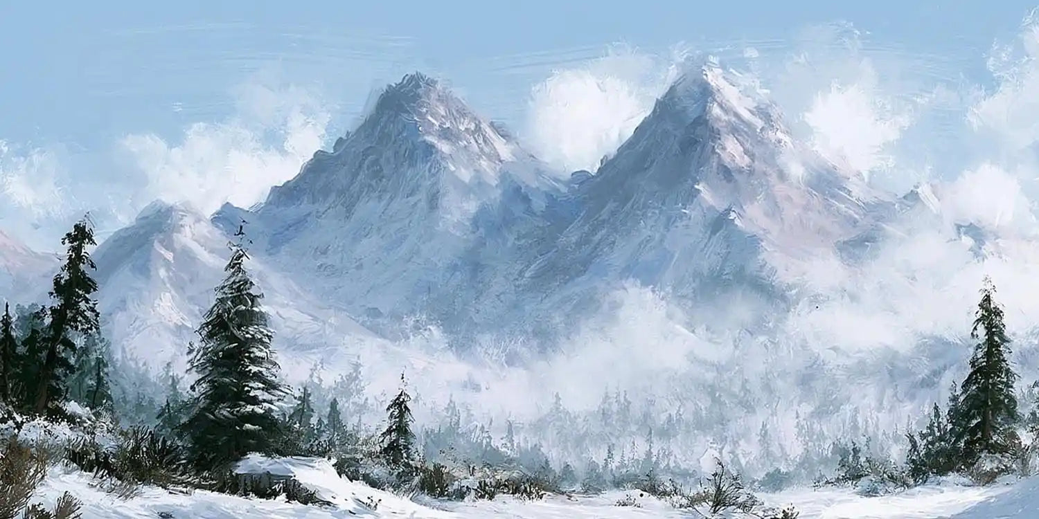 Snow mountain landscape panoramic canvas art for modern living room decor