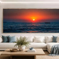 Ocean sunset seascape panoramic canvas art for modern living room decor