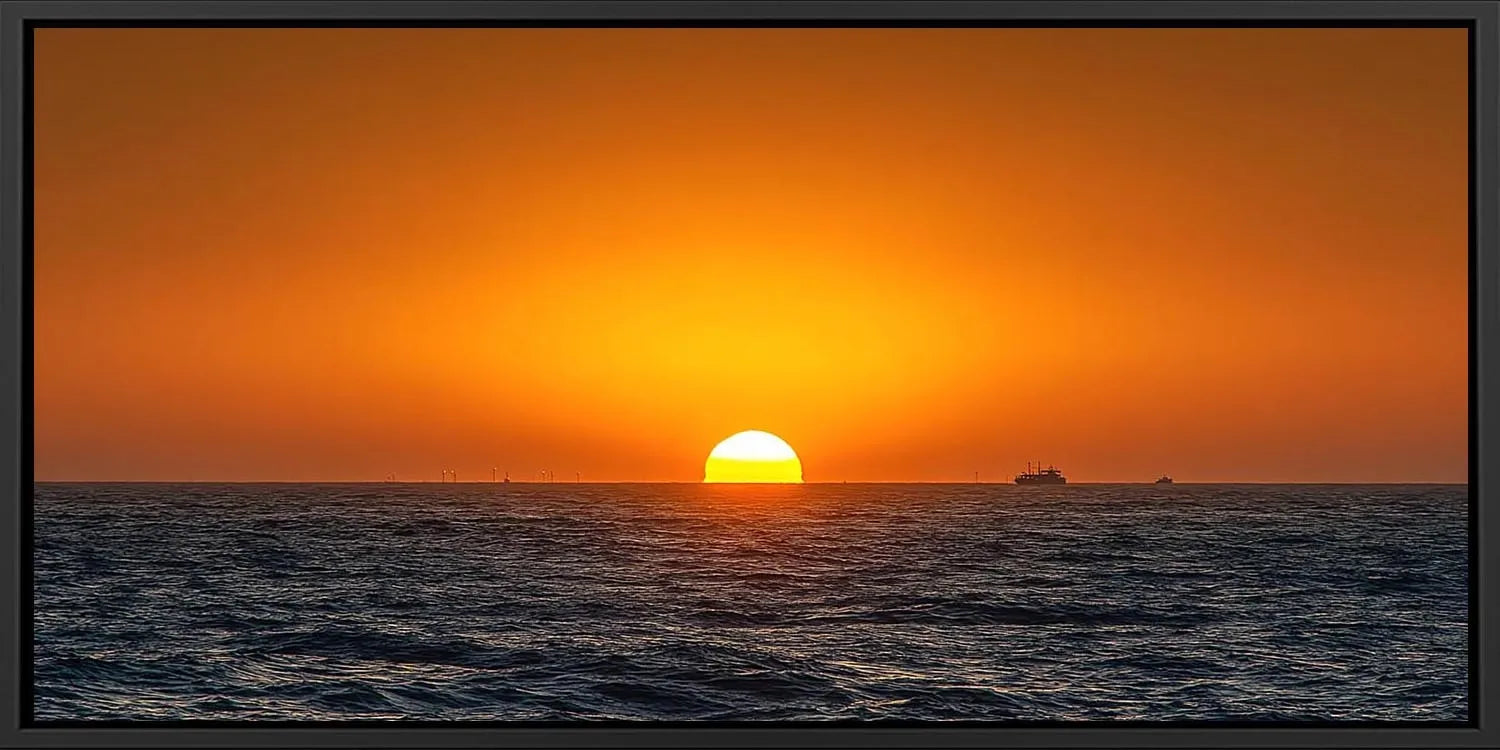 Minimal ocean sunset panoramic canvas art for modern living room decor