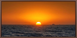 Minimal ocean sunset panoramic canvas art for modern living room decor