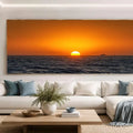 Minimal ocean sunset panoramic canvas art for modern living room decor
