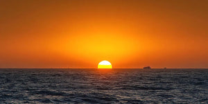 Minimal ocean sunset panoramic canvas art for modern living room decor