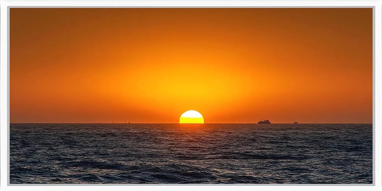 Minimal ocean sunset panoramic canvas art for modern living room decor
