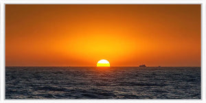 Minimal ocean sunset panoramic canvas art for modern living room decor
