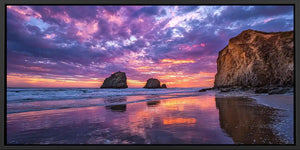 Beach sunset coastline panoramic canvas art for modern living room decor
