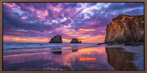 Beach sunset coastline panoramic canvas art for modern living room decor