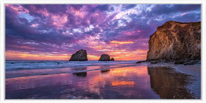 Beach sunset coastline panoramic canvas art for modern living room decor
