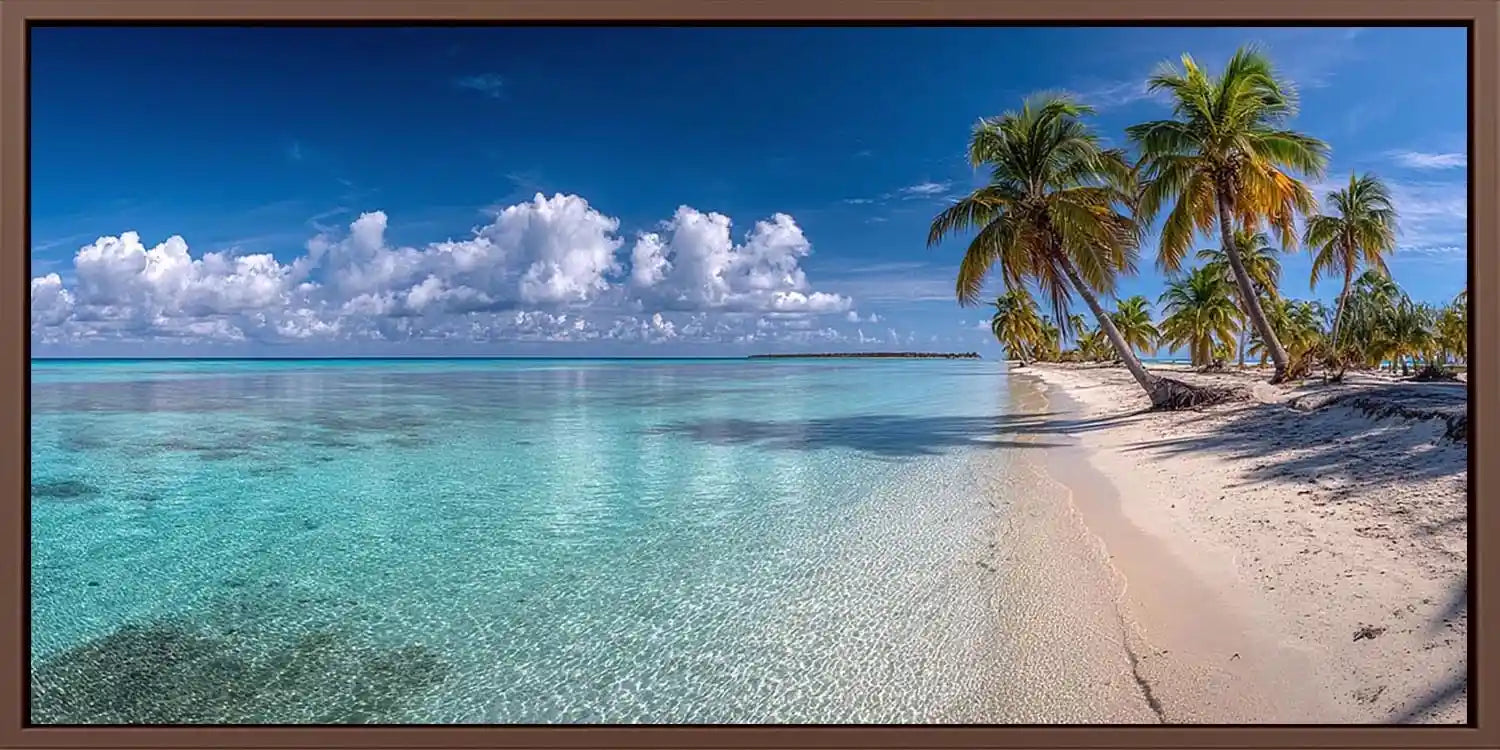 Tropical beach scene panoramic canvas art for modern living room decor