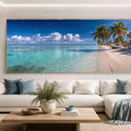 Tropical beach scene panoramic canvas art for modern living room decor