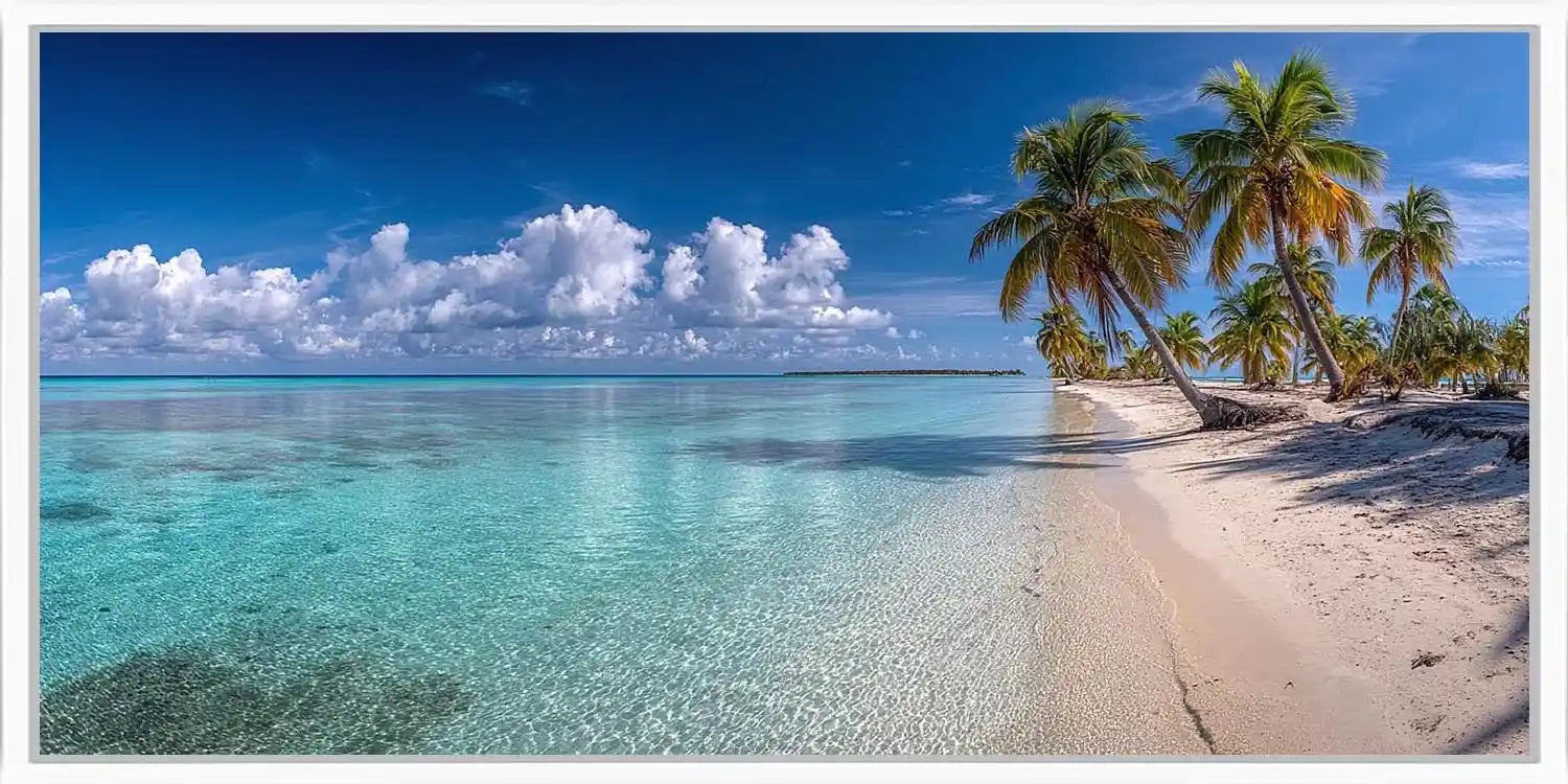 Tropical beach scene panoramic canvas art for modern living room decor