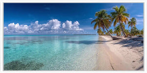 Tropical beach scene panoramic canvas art for modern living room decor