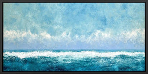 Abstract ocean waves panoramic canvas art for modern living room decor
