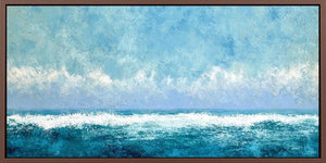 Abstract ocean waves panoramic canvas art for modern living room decor