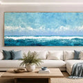 Abstract ocean waves panoramic canvas art for modern living room decor