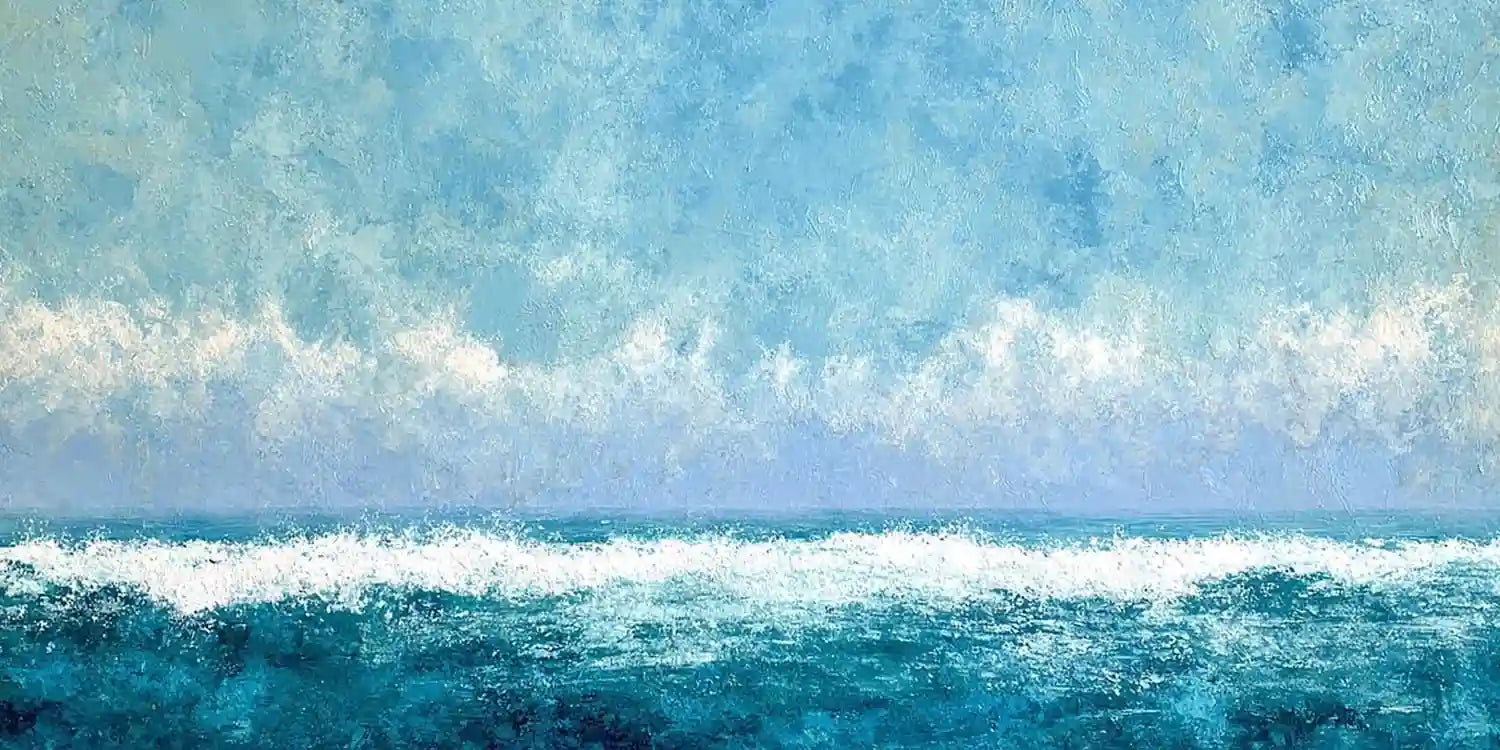 Abstract ocean waves panoramic canvas art for modern living room decor