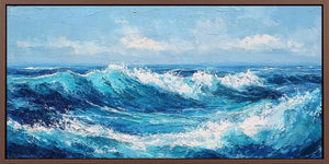 Ocean wave painting panoramic canvas art for modern living room decor
