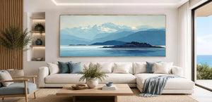Mountain lake panorama panoramic canvas art for modern living room decor