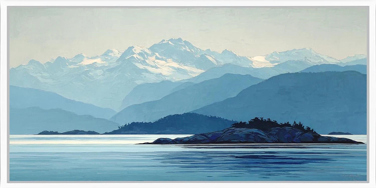 Mountain lake panorama panoramic canvas art for modern living room decor