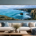 Rugged coastal cliff canvas art for refined modern living room decor.