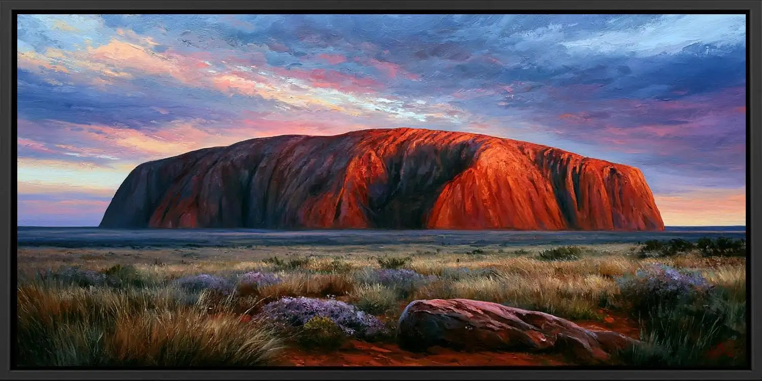Uluru desert landscape canvas art for warm modern living room decor.