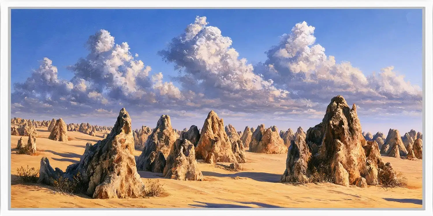 Pinnacles desert canvas art for warm modern living room decor.