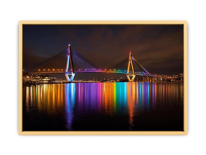 Anzac bridge Syney  illuminated at Night  Streched canvas